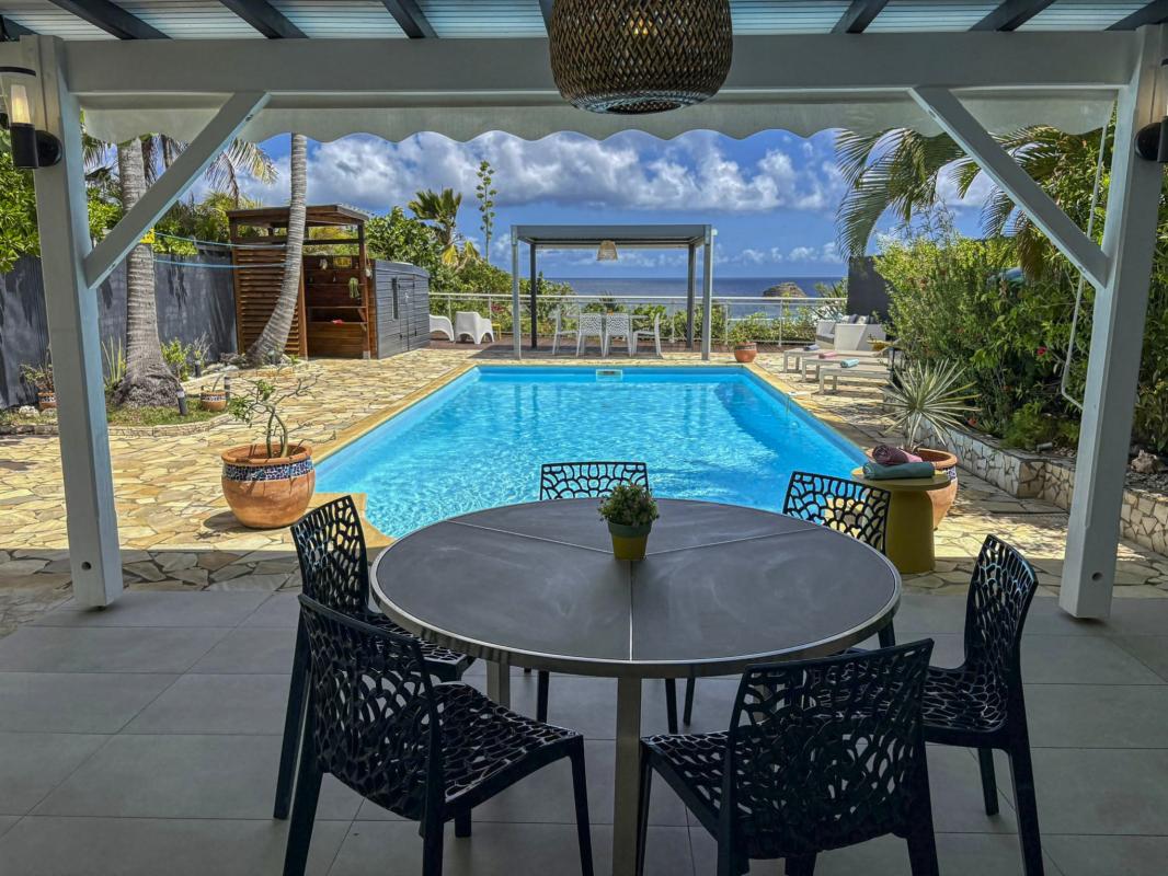 16.Location villa piscine vue mer Saint François Guadeloupe_ Terrasse vue mer